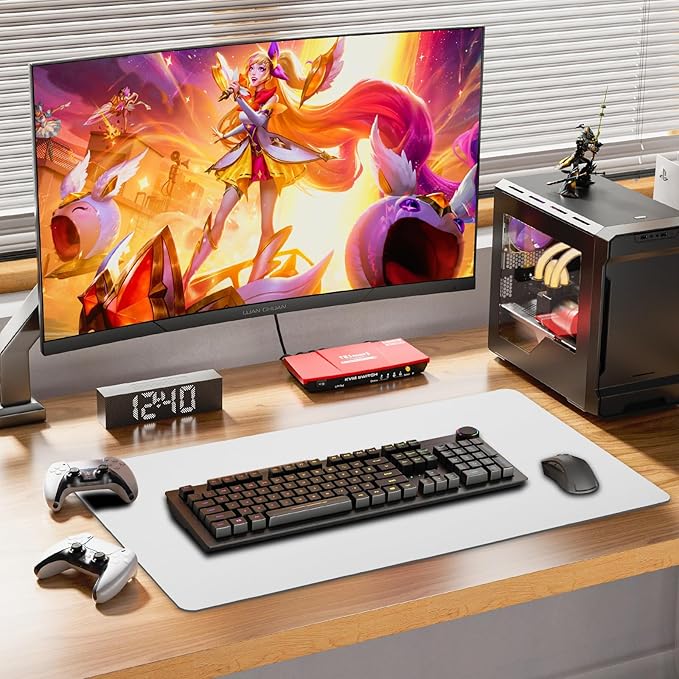 Large Leather Desk Pad Protector,27.5inch x 13.7inch,Non-Slip Durable Office Desk Mat for Writing, Computer, Laptop, Mouse Pad & Desktop Use,Desk Protector Mat,White