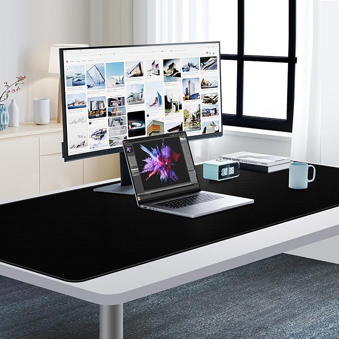 Cacoy 63” x 24” Oversized Gaming Mouse Pad, Extended Gamer Computer Mouse Mat, XXL Large Optimized Speed Control Surface Keyboard Mousepad, Non-Slip Desk Mat with Stitched Edges for Office&Home, Black