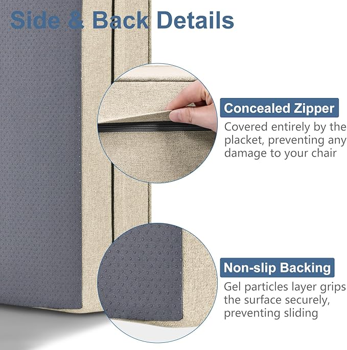 Shinnwa Gel Memory Foam Recliner Cushion for Elderly, Extra Large Seat Cushion, Dual-Layer Foam Chair Pad for Couch, Armchair, Wicker Chairs, Floor, 18 × 18 × 4in, Beige