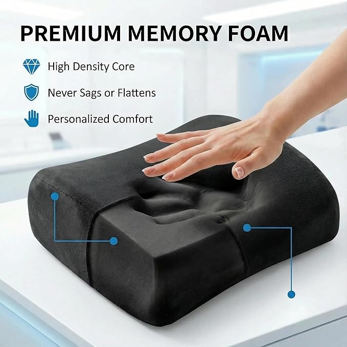 Poshetion Lumbar Support Pillow for Office Chair & Car – Memory Foam Back Cushion with Adjustable Straps & Breathable Mesh Cover（Deep Grey）