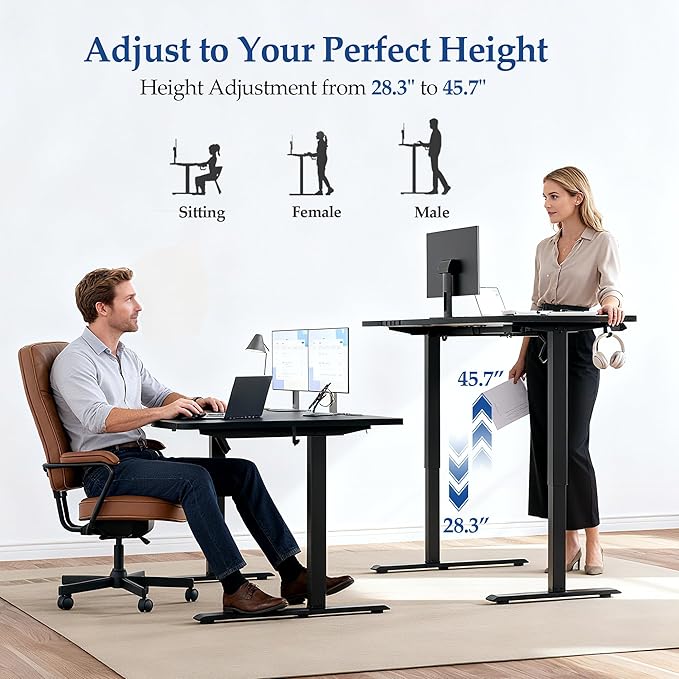 Klicelor L Shaped Standing Desk 59 x 35.4 Inch, Electric Height Adjustable Corner Desk for Home Office Workstation, Ergonomic Sit Stand Computer Table with Memory Controller, Black