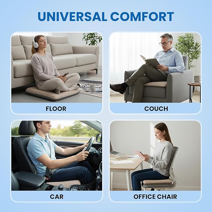 Ganondorf Extra Large Recliner Seat Cushion for Elderly Tufted Furry Booster Foam Cushion, Pressure Relief for Long Sitting Orthopedic Chair Cushion for Recliners Office Chairs, Beige