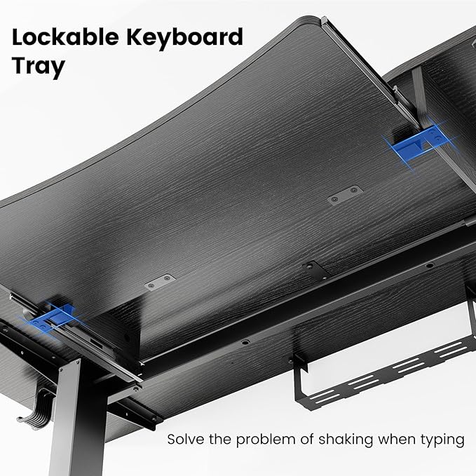 HUANUO 55" x 26" Electric Standing Desk with 2 Drawers & 26.7" Large Keyboard Tray, C-Clamp Mount Compatible, Adjustable Computer Desk for Home Office, Stand Up Desk with 4 Height Presets, Black