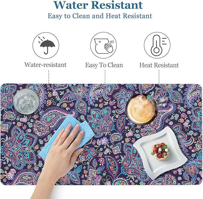 Mouse Pad Paisley Floral, Desk Mat for Desktop, Boho Flowers Desk Pad Extended XXL Large Gaming Mouse pad Anti-Slip with Stitched Edges Waterproof Computer Laptop Keyboard Desk Mat for Women Girls
