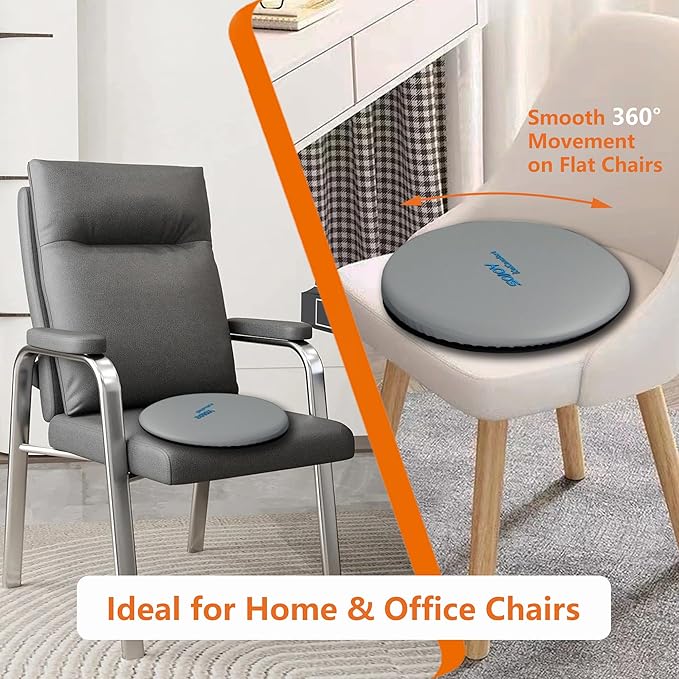 Sojoy iGelComfort Deluxe Gel Swivel Seat Cushion with Supportive Memory Foam 360 Degrees Rotating Seat Cushion for Home,Stool Chair,Office (Dark Gray, 13.5 * 13.5 * 1.75 inches)