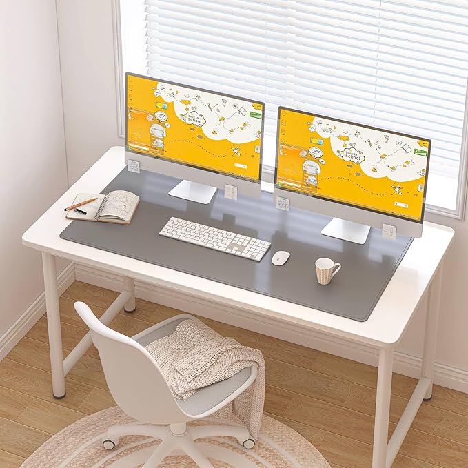 DAWNTREES Desk Mat for Desktop,PU Leather Desk Pad Protector,Non Slip, Large Mouse Pad and Keyboard Mat, Waterproof Writing Pad for Office and Home (Dark Gray,39.4''x19.7'')