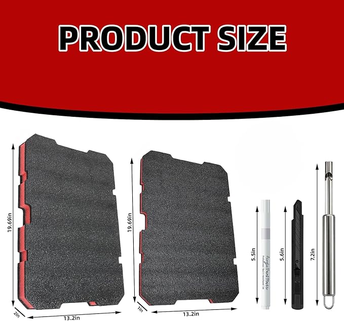 Foam Inserts for Milwaukee Tool Box, Compatible with 48-22-8424, Includes DIY Cut-to-Fit Foam Kit with White Marker Pen, Utility Knife, and Hole Punch