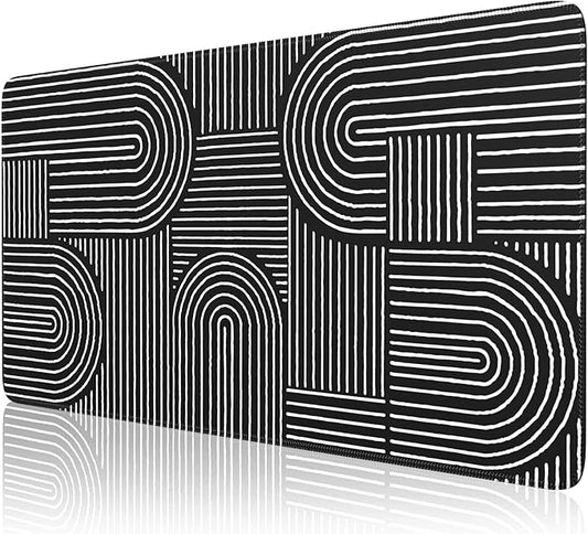 iCasso Black Desk Mat, Large Mouse Pad for Desk, Anti-Slip Big Mousepad with Stitched Edges, Computer Pad for Desktop