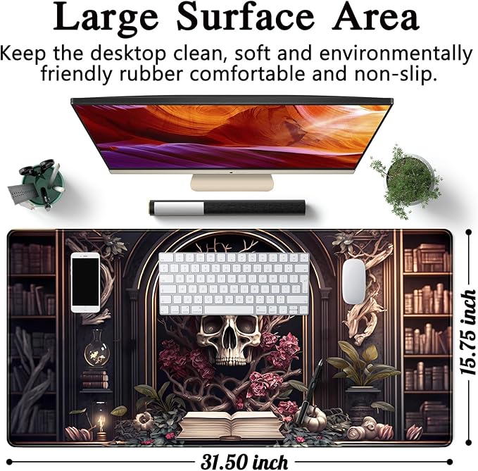 CYZFF Gothic Large Mouse Pad XXL Desk Pad Gaming Mousepad Extended Keyboard Mat 31.5 x 15.7 in Black Fabric with Lycra Surface and Rubber Base