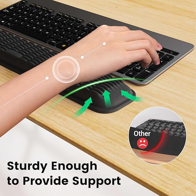 MEKASS Keyboard Wrist Rest, Soft Memory Foam Wrist Support for Keyboard, Arm Rest for Desk Wrist Pain Relief, Wrist Pad for Long Hours of Work, Gaming, Studying (Light Blue)
