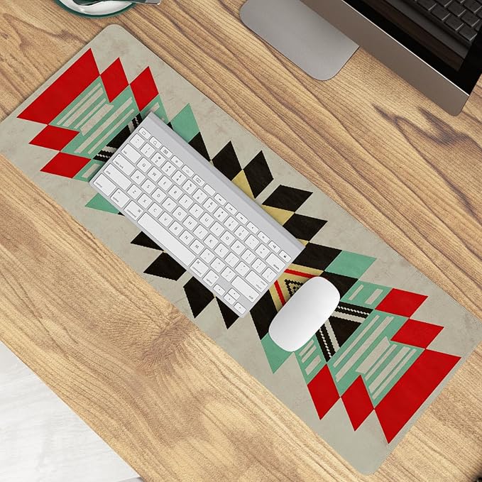 Western Mouse Pad,Western Desk Accessories,Retro Southwestern Mouse Pad,Vintage Aztec Tribal Kilim Desk Mat,Aesthetic Boho Ethnic Mousepad For Cowboy Home Office Dorm Desktop Decor,31.5x11.8 I