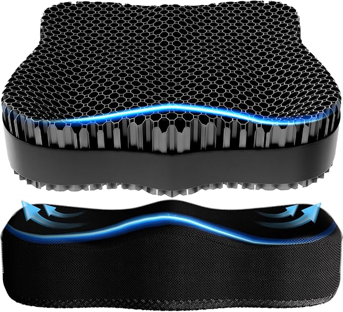 Gel Seat Cushion, Office Chair Seat Pad Cushion for Long Sitting Relieve Sciatica, Back, Pressure Sore Ulcer Pain, Anti-Slip Egg Cushion for Office Chairs Car Stadium