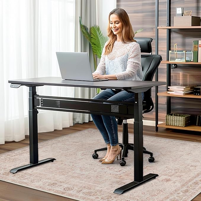 48"x60" Office Chair Mat for Hardwood Tile Floor, Under Desk Carpet Protector for Rolling Computer Chair Mat, Machine Washable Area Rug, Anti-Slip 1/5" Thick Low Pile Thin Vinyl Floor Mat, Light Pink