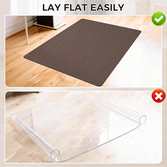 Sycoodeal Office Chair Mat for Hardwood & Tile Floor, 40" x 48" Computer Gaming Chair Mat for Rolling Chairs Non-Curve, Anti-Slip, Heavy Duty Floor Protector for Home Office (Brown)
