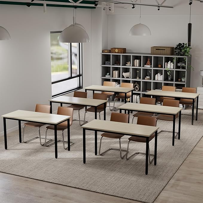 Bonzy Home Conference Tables 18ft Office Computer Desk for Meeting Room Study Writing Printer Table Meeting Seminar Table for 20 People Rustic Vintage Natural 8PCS 220.4"x47.2"x29.5"