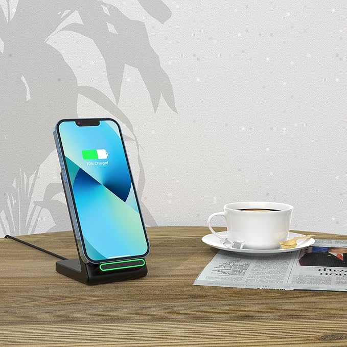 Fast Wireless Charger, 15W Wireless Charging Stand Compatible with Samsung Galaxy S24/S23/S22/S21/S20, for iPhone 17/16/15/14/13/12/11/XR/8, for Google Pixel 9 8 7,and More.