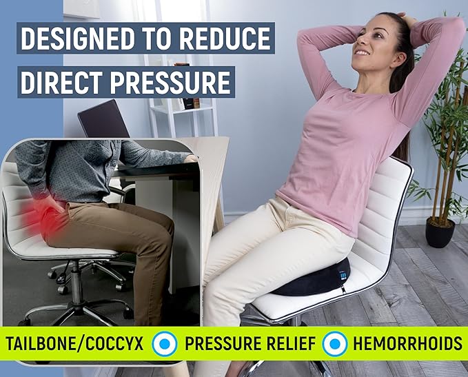 PT ENDORSED Donut Pillow Tailbone Pain Relief Cushion - Coccyx & Hemorrhoid Pillow for Sitting - Donut Seat Cushion for Pressure Relief, Prostate, Postpartum, Pressure Sores, Lifting Cushions
