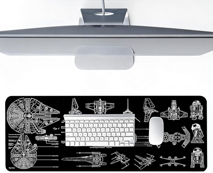Large Gaming Mouse Pad, Desk Mat Extended XXL Keyboard Desk Pad with Non-Slip Base, 31.5x11.8 inch Black Gamer Mousepad for Office, Home & Gaming Room Decor (Spaceship Sci-f-4)