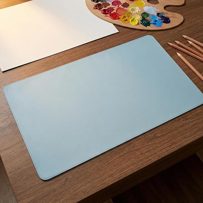 Non-Slip Desk Pad,Desk mat,Mouse Pad,Office Desk mat,Waterproof PU Leather Desk Blotter Mat,Laptop Desk Pad,Desk Writing Pad for Office and Home (Blue, 19.7'' x 39.01'')