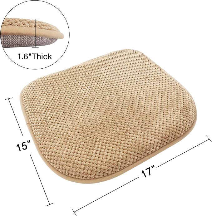 Khaki Foam Seat Cushions Kitchen Chairs Pads for Dining Chairs 6 Pack Non Slip Patio Seat Cushions Washable U Shaped Soft Thick Large Metal Wooden Chair Cushions,17" x 15"
