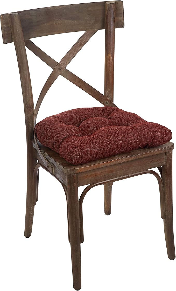 Klear Vu Gripper Overstuffed Universal Non-Slip Dining Chair Cushions for Kitchen Decor or Office Use, U-Shaped Skid-Proof Seat Pad, 15x15 Inches, 8 Count (Pack of 1), Waffle Deep Red