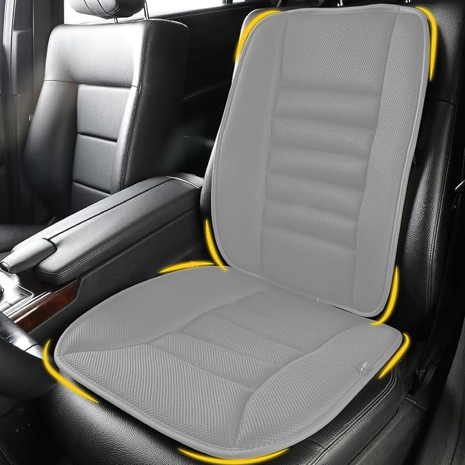 Lofty Aim Car Seat Cushion with Back Support Pillow, Comfy Lumbar Support & Seat Cushion, Memory Foam Driving Pillow for Back-Sciatica Pain Relief, Auto Pad Suitable for Car, Truck, SUV - 4D Mesh Grey