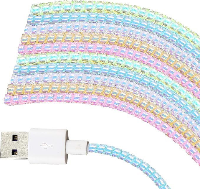 Frienda 10 Pcs Cord Protectors from Pets No Chew Spiral Cable Protector 43.3'' Phone Charger Cover Data Cable Protective Sleeve Chew Proof USB Wire Cover Stylish for Cat Dog Rabbit (Flash Color)