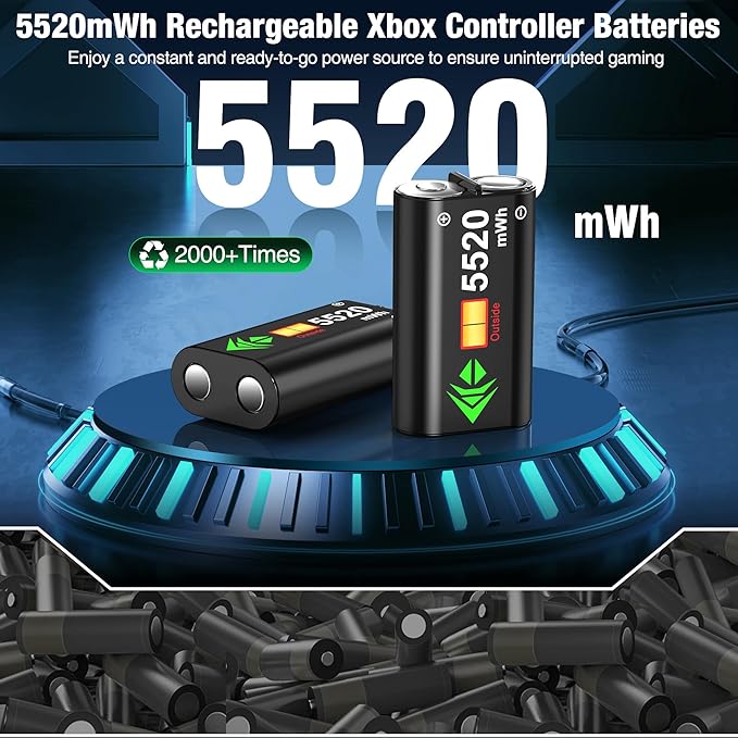 CYOYPPY Upgraded Controller Charger Station Compatible with Xbox One/Xbox Series X|S Controller with Rechargeable Battery Packs (Grey) Xbox 360 Batterie