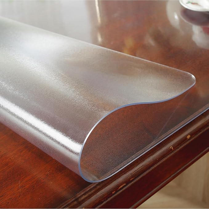 Frosted Clear Table Protector 38 x 60 Inch, 2mm Thick Plastic Table Cover, Waterproof PVC Clear Table Cover Protector, Desk Protector Mat, Writing Desk Pad for Desktop, Coffee & Dining Room Table