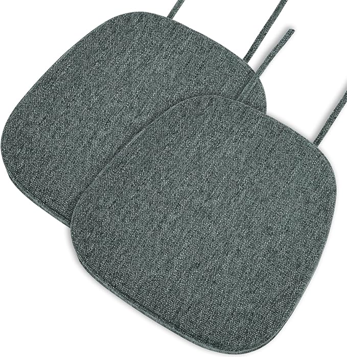 baibu 14x14 Memory Foam Metal Chair Cushions Set of 2, Dual-Layer Design Non-Slip Metal Dining Chair Pads Kitchen Seat Cushion with Machine Washable Cover, 2 Counts, Dark Grey