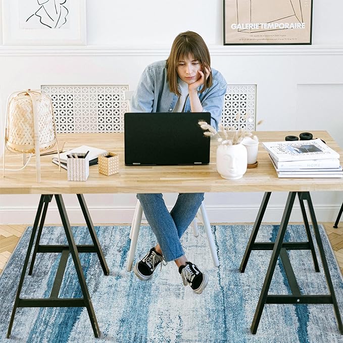 Office Chair Mat for Hardwood Floor, 60"x45" Easy Glide Computer Chair Mat Protector for Rolling Chair Under Desk Rug Nonslip Backing, Machine Wash