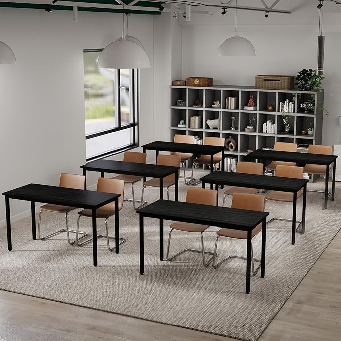 Bonzy Home Conference Table 9FT Office Computer Table for Meeting Room, Study Writing Printer Podcast Table for 8 People, Black, 2PCS, 110.2"x23.6"x29.5"