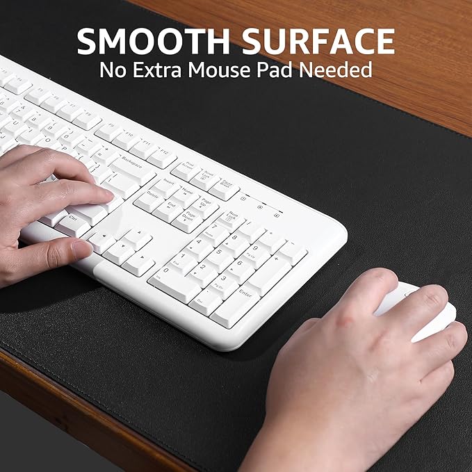 Waterproof Leather Desk Mat, Black, 31.5 x 15.7 Inches, Extra Large Size, Heat Resistant, Easy to Clean (Black)