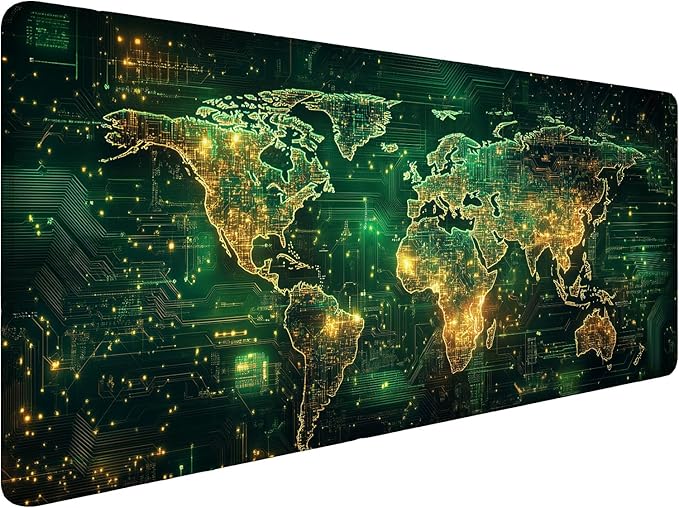 Circuit Board Diagram Desk Mat Fantastic Interesting Large Gaming Mouse Mat with Stitched Edges,Non-Slip Waterproof Rubber Base Mous Mat 31.5"x11.8" Office Computer Keyboard Laptop Home