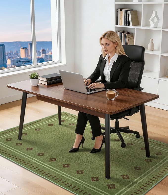 chakme Office Chair Mat for Hardwood Floor, 60"x45" Easy Glide Computer Desk Mat Protector for Rolling Chair Under Desk Rug Nonslip Backing, Machine Wash, (Southwestern Sage