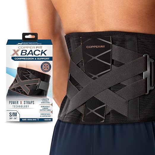 Copper Fit X-Back Brace for Lower Back Pain, Lumbar Support, Herniated Disc, Sciatica, Arthritis – Adjustable, Breathable Design - for Men and Women (2XL/3XL)