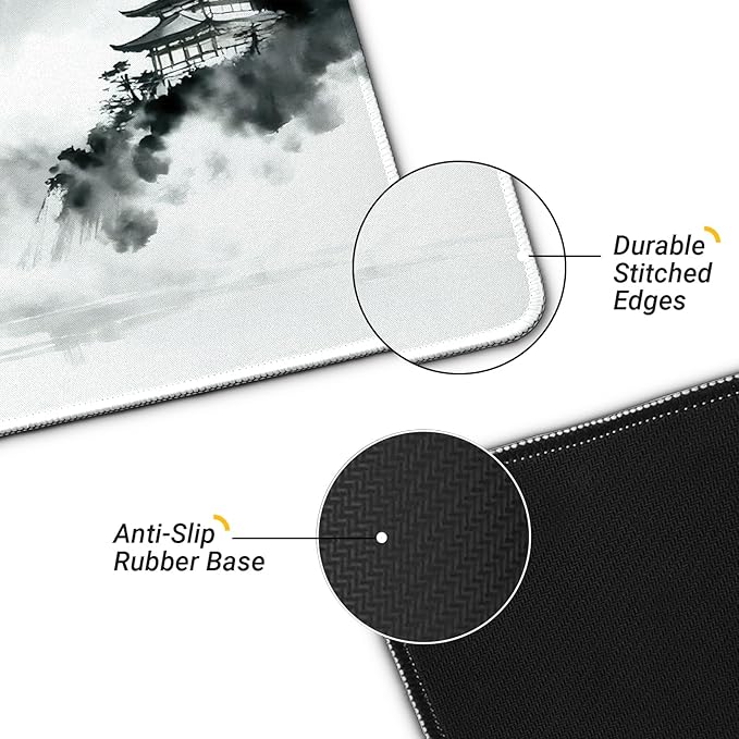Gaming Mouse Pad with Anti-Slip Rubber Base, Extended Large Computer Mouse Mat with Stitched Edges, Long XL Anime Mousepad for Laptop and Keyboard, 31.5 x 11.8 inch (Japanese Cherry Blossom)