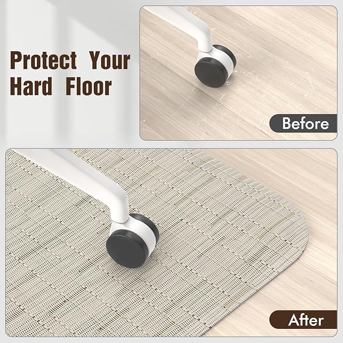Blvornl Office Chair Mat for Hardwood Floor and Low Pile Carpet, 45" x 53" Desk Chair Protector, PVC Rug for Office Home, Light Brown