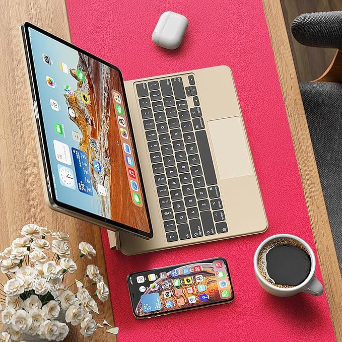 Leather Desk pad Protector, Office Mat, Large Mouse Mat, Non-Slip PU Leather Blotter, Laptop Desk Pad,Waterproof Laptop Computer Desk Keyboard Mat for Office/Work/Home/Decor (Rose, 37 * 18in)
