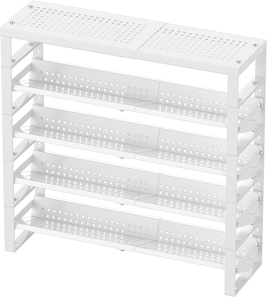 Jojocross Expandable, Stackable, Adjustable Spice Rack kitchen Organizer,Metal Pantry Storage Shelves - Multi-Tier Shelf for Cabinet, Countertop, Pantries, Cupboard or Wall Mount,White