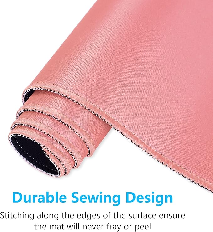 Dapesuom Large Gaming Mouse Pad, Extended Mouse Mat with Stitched Edges, Full Size Keyboard Pad with Non-Slip Base, Big XXL Computer Desk Mats for Gamer, Laptop, Office, 35.5 x 15.7in, Rose Pink