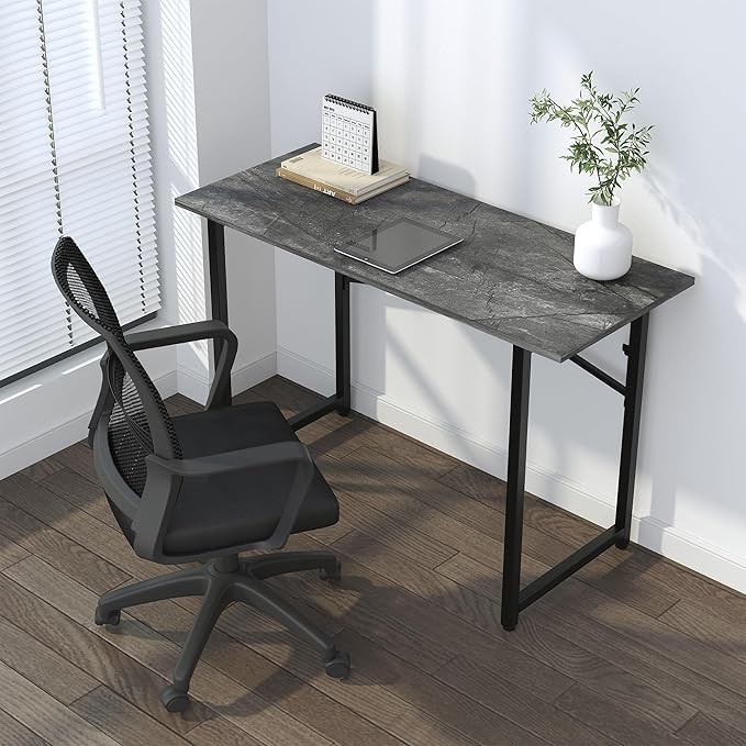 Lutown-Teen Folding Computer Desk 47 inch Writing Gaming Computer Camping Table, No Assembly Required Home Office Desk, Grey