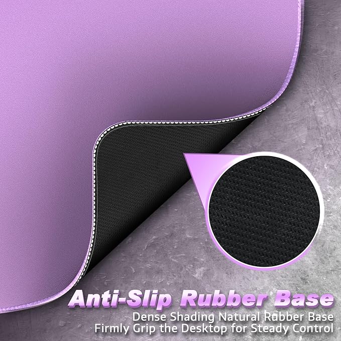 ATTACK SHARK CM02 Gaming Mouse Pad for Esports Speed Large Mouse mats for Desk Waterproof Surface Stitched Edges and Anti-Slip Rubber Base Size L Laminate 17.72” x 15.75” x 0.16” Purple