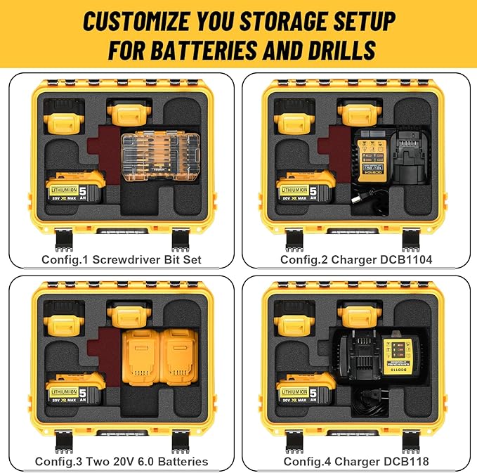 Case for Cordless Drill/Impact Driver Set - Waterproof Hard Tool Box for Dewalt Taladro, Waterproof Hard Tool Box for Dewalt Taladro, Power Tool Kit Bag for Drill Set | Impact Driver/Battery/Charger