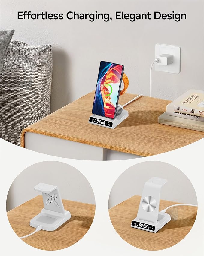 Wireless Charger for Samsung Devices, Wireless Charging Station for Galaxy S26 Ultra/S26+/S25 Ultra/S25+/S25/Z Flip7/S24/S23/S22/S21, for Galaxy Watch 8/8 Classic/7/Ultra/6/5, Galaxy Buds4 Pro (White)