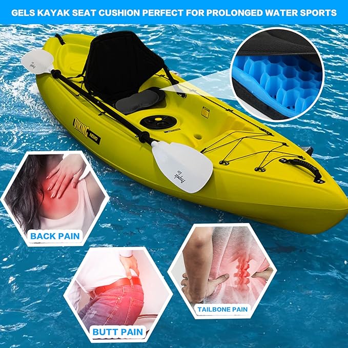 Anti-Slip Kayak Seat Cushion, Thickened Waterproof Boat Kayak Canoe Rowing Dinghy Gel Seat Pad for Sit-in Inflatable Fishing Kayak Canoe Chair Accessories Equipment