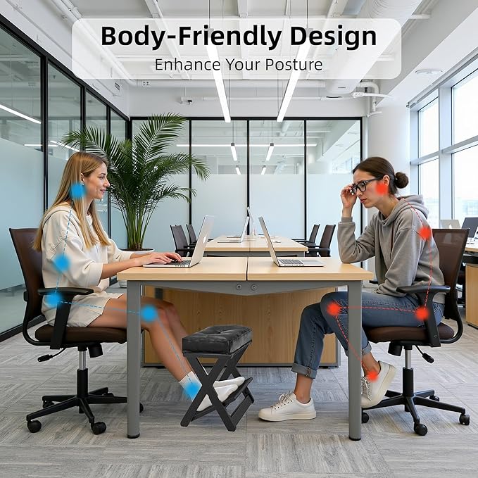 HOMELTSTBO Adjustable Foot Rest for Under Desk, Wooden Double Step Desk Footrest with 3 Height Options & Non-Slip EVA Surface, Ergonomic Foot Stool Under Desk,Enhances Posture,Home Office-Black