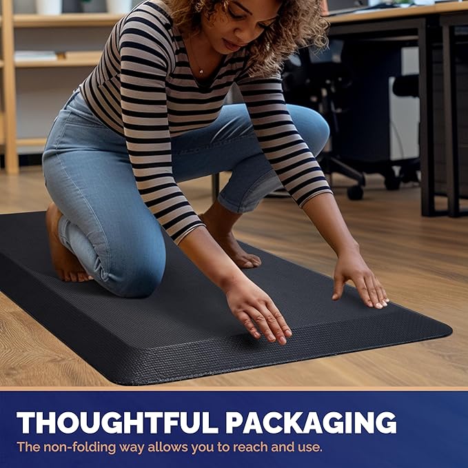 FEATOL Anti Fatigue Mat for Standing, 9/10 Extra Thick Ergonomic Standing Desk Mat, Comfort Memory Foam Standing Mat at Home,Office All Day (20" x 39", Black, 4PC)