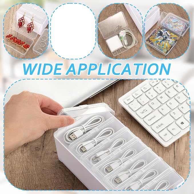 6 Set Cable Organizer Box with 42 Clear Switch Case Power Cord Organizer Desktop Cable Management Box Desktop Charger Cord Storage Organizer Box for Office Home Desk Accessories Stationery Supplies