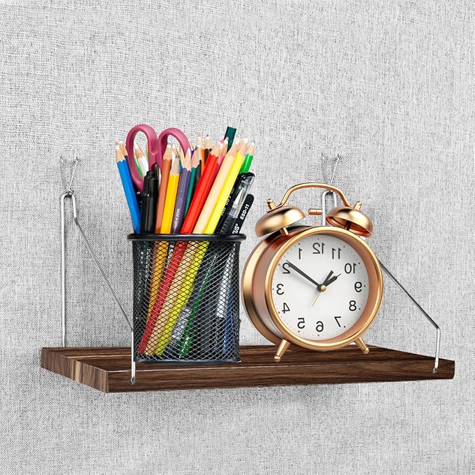Fabric Wall Cubicle Shelf with Hooks for Work Decor, 11.8''x6'' Wooden Cubicle Organizer Storage Shelf with Hangers Cubicle Accessories for Office & Women Men Desk（1 Pack ）